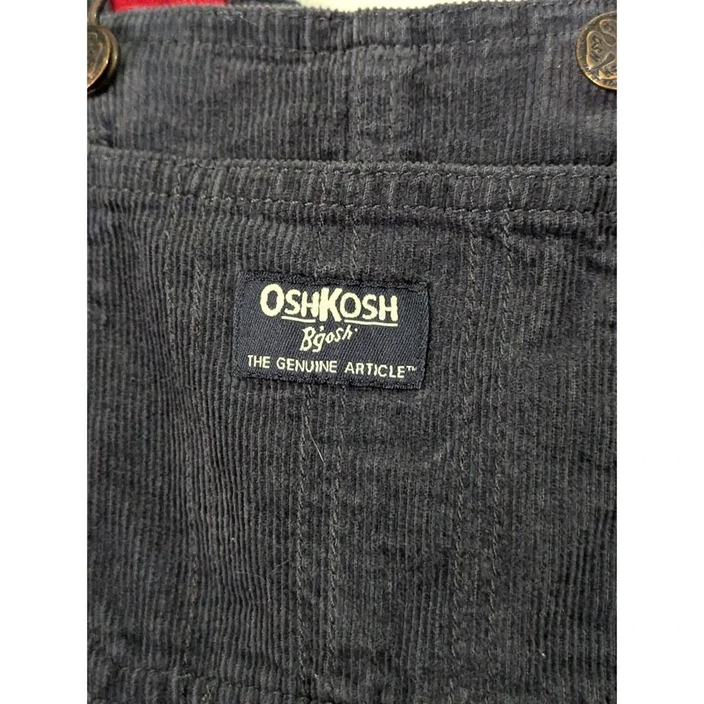 OshKosh Bgosh Vestbak Corduroy Overalls Bibs Toddler 18 Months Gray Pockets Logo